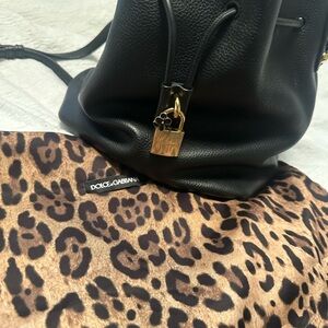 Dolce & Gabbana Black Leather Bucket bag with Gold Accents